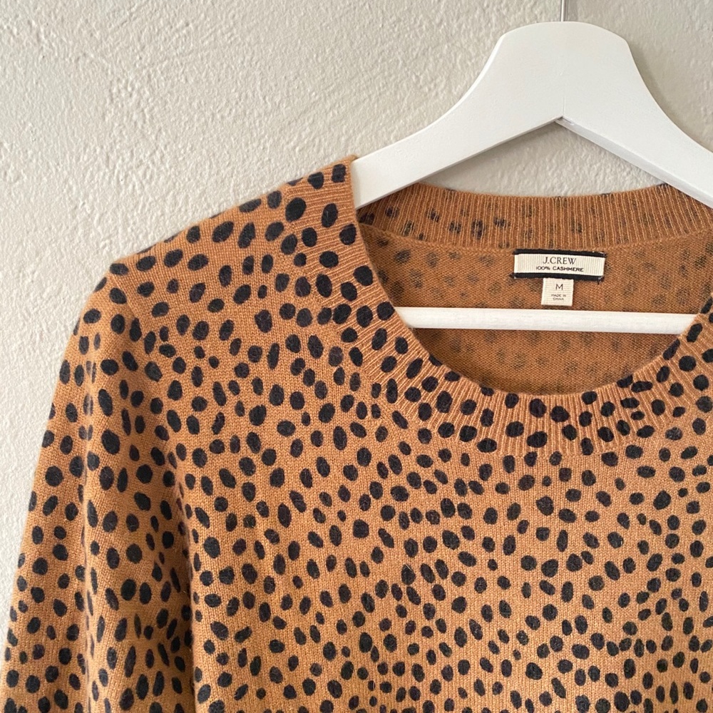 J. Crew Cashmere Crew Sweater in Leopard D…